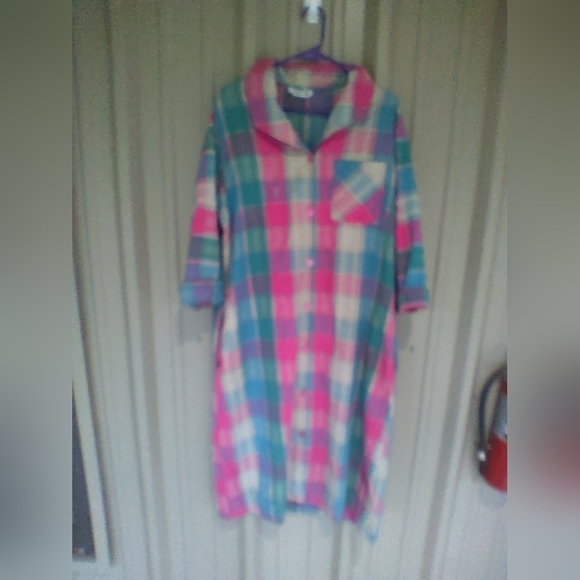 Saybury Dresses & Skirts - Women's Madras Plaid Midi House Dress Size Large Seersucker Preppy